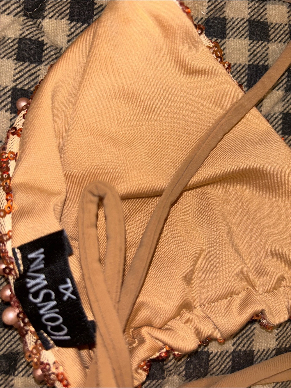 Beaded Triangle Bikini Set in Peach Pink - Picture 5 of 7